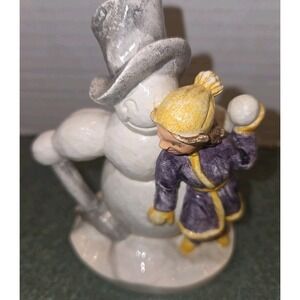 VTG Sebastian Girl and Snowman Figurine 1979  Signed  PW Baston Christmas Kitch